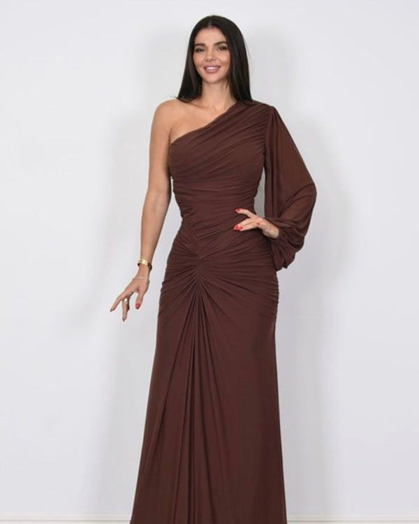 Vestido asimétrico terracota